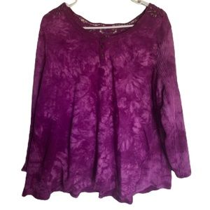 Purple Tie Dye Top with Woven Back